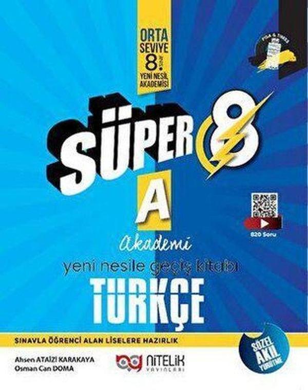 8. Sınıf Türkçe A Akademi Orta Seviye Yeni Nesile Geçiş Kitabı - Nitelik Yayınları - Image 1