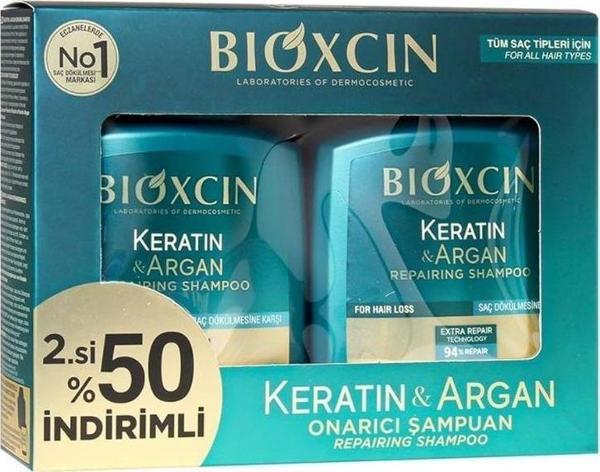 Bioxcin Keratin Ve Argan Onarıcı Şampuan 300 Ml 2 Li Avantaj Paket - Image 1