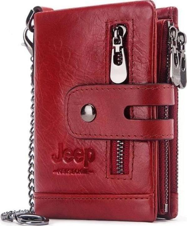 Jeep Deri Cüzdan Yüzde Yüz Hakiki Deri Kırmızı Rfıd Korumalı - Image 1