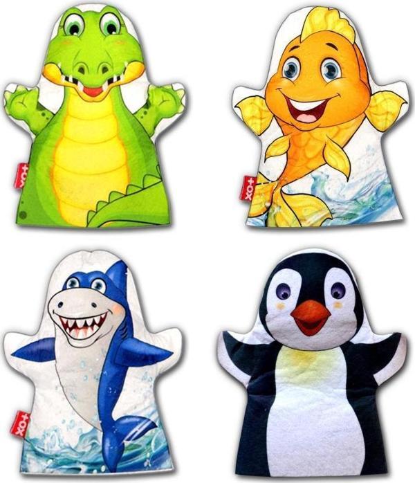 4 Parça Tox Sudaki Hayvanlar El Kukla Set , Eğitici Oyuncak - Image 1