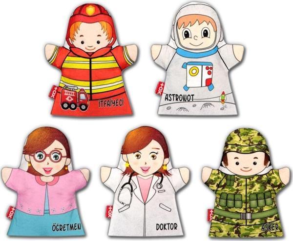 5 Parça Tox Meslekler El Kukla Set , Eğitici Oyuncak - Image 1