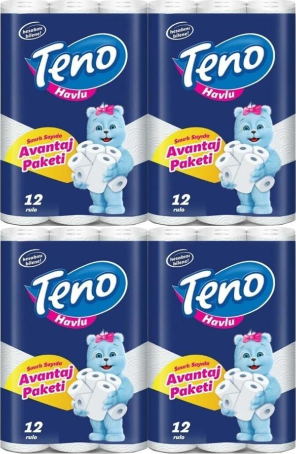Teno Ultra Kağıt Havlu Çift Katlı 12'li Paket (4'lü Set) - Image 1