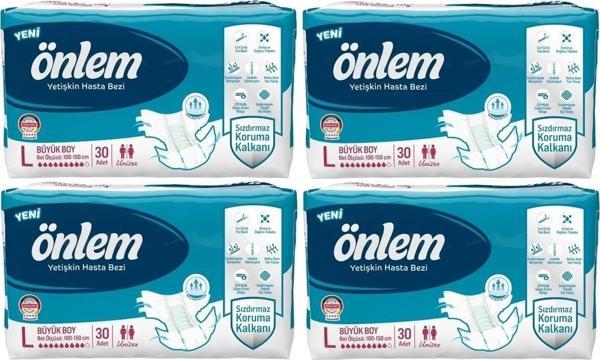 Önlem Tekstil Yüzeyli Belbantlı Büyük Boy L 30'lu 4 Adet Hasta Bezi - Image 1