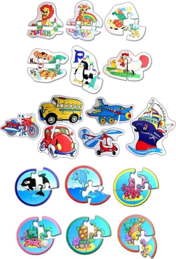 18 Set - 60 Parça Tox Hayvanlar, Deniz Canlıları ve Ulaşım Araçları 2+ Keçe Yapboz - 2 Yaş Puzzle T001 T002 T003 - Image 1