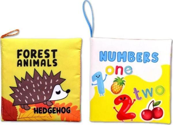 2 Kitap Tox İngilizce Orman Hayvanları ve Rakamlar Kumaş Sessiz Kitap E127 E128 - Bez Kitap , Eğitici Oyuncak - Image 1