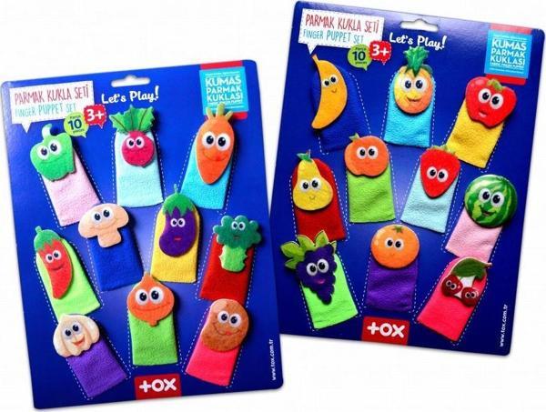 2 Set - 20 Parça Tox Meyveler ve Sebzeler Parmak Kukla T104 T105 - Image 1
