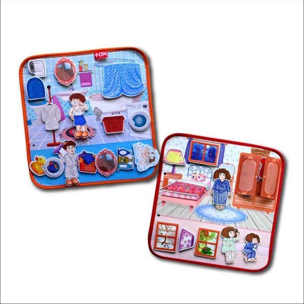 2 Set - 27 Parça Tox Banyo ve Yatak Odası Keçe Cırtlı Aktivite Sayfası - Çocuk Etkinlik , Eğitici Oyuncak - Image 1