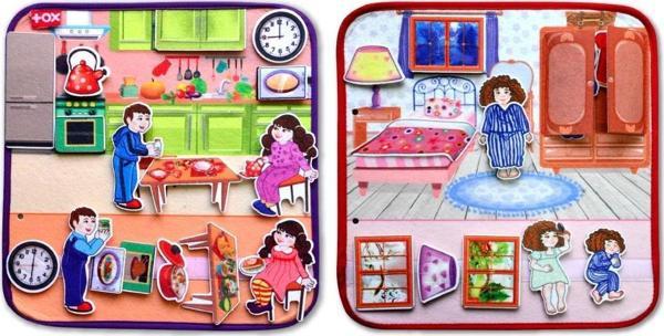 2 Set - 32 Parça Tox Mutfak ve Yatak Odası Keçe Cırtlı Aktivite Sayfası - Çocuk Etkinlik , Eğitici Oyuncak - Image 1