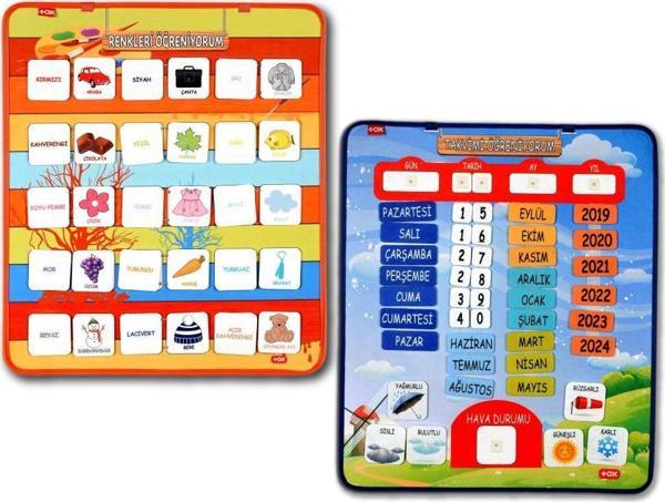 2 Set - 73 Parça  Takvimi ve Renkleri Öğreniyorum  Keçe Cırtlı Duvar Panoları , Eğitici Oyuncak - Image 1