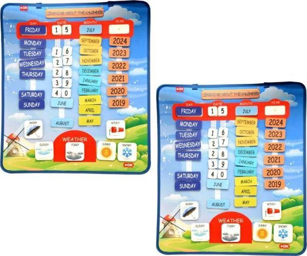 2 Set - 86 Parça İngilizce Takvimi Öğreniyorum (2023) Keçe Duvar Panoları , Eğitici Oyuncak - Image 1