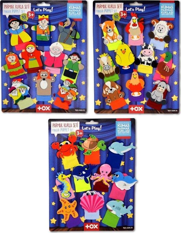 3 Set - 30 Parça Tox Masal Kahramanları, Deniz Canlıları ve Çiftlik Hayvanları Parmak Kukla T220 T221 T225 - Image 1