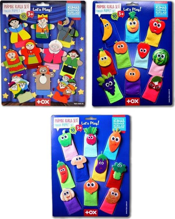 3 Set - 30 Parça Tox Masal Kahramanları, Meyveler ve Sebzeler Parmak Kukla T105 T104 T225 - Image 1