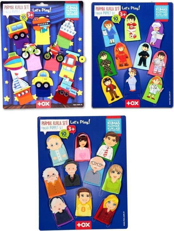 3 Set - 30 Parça Tox Taşıtlar, Aile Bireyleri ve Meslekler Parmak Kukla T181 T751 T761 - Image 1