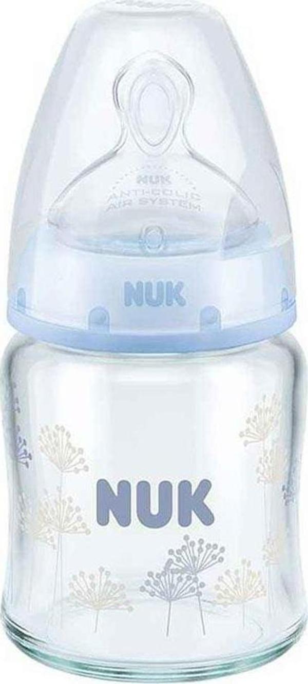 Nuk First Choice Plus 0-6 Ay Cam Biberon 120 ml - Açık Mavi - Image 1