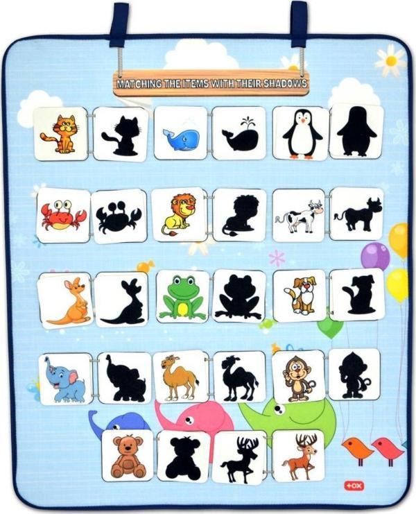 İngilizce Gölge Bulma Oyunu Keçe Cırtlı Duvar Panosu , Eğitici Oyuncak - Image 1