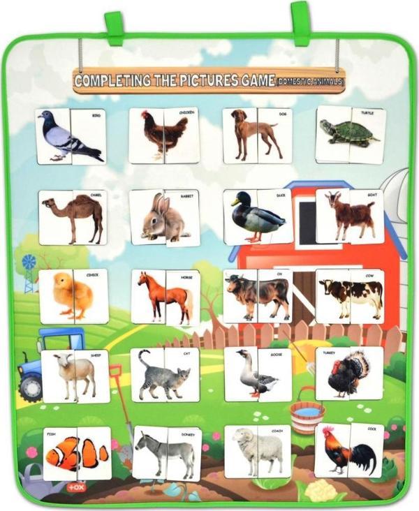 İngilizce Parça-Bütün Evcil Hayvanlar Eşleştirme Keçe Cırtlı Duvar Panosu , Eğitici Oyuncak - Image 1