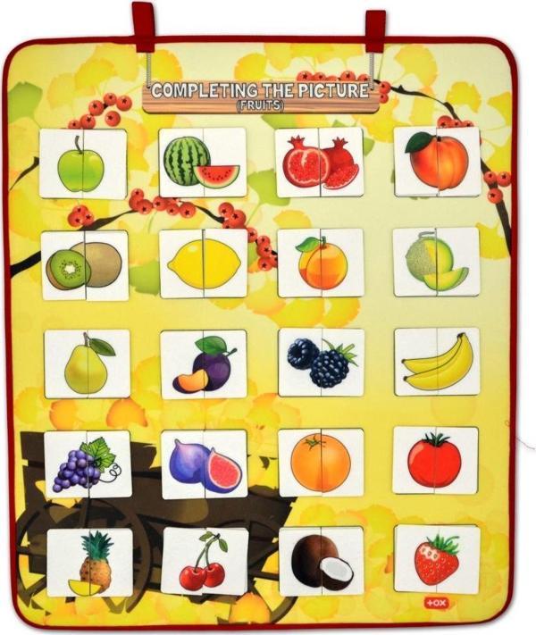 İngilizce Parça-Bütün Meyveler Eşleştirme Oyunu Keçe Cırtlı Duvar Panosu , Eğitici Oyuncak - Image 1
