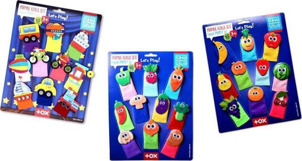 3 Set - 30 Parça Tox Taşıtlar, Meyveler ve Sebzeler Parmak Kukla T181 T104 T105 - Image 1