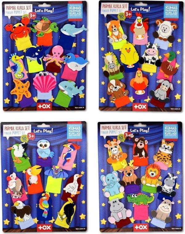 4 Set - 40 Parça Tox Deniz Canlıları , Uçan, Safari ve Çiftlik Hayvanlar Parmak Kukla T220 T221 T222 T223 - Image 1