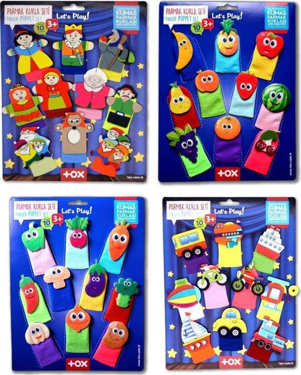 4 Set - 40 Parça Tox Masal Kahramanları, Meyveler, Sebzeler ve Taşıtlar Parmak Kukla T225 T104 T105 T181 - Image 1