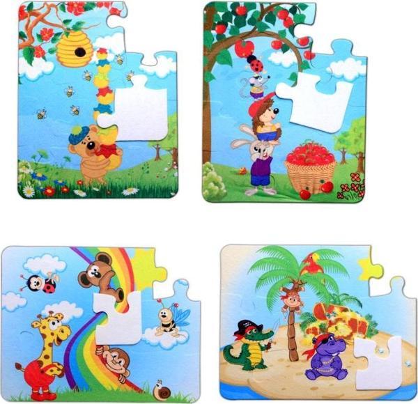 4 Set - 48 Parça Tox Gökkuşağı ve Elmacı Ayı 3+ Keçe Yapboz - 3 Yaş Puzzle T044 T042 - Image 1