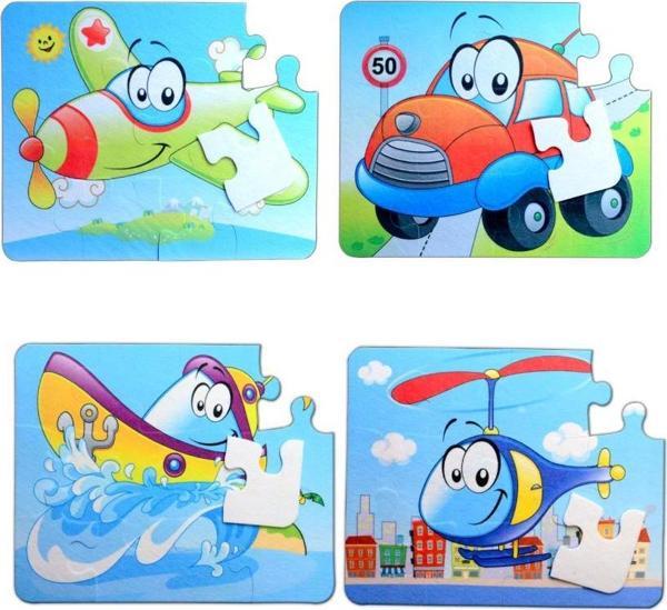 4 Set - 48 Parça Tox Uçak, Araba, Tekne ve Helikopter 3+ Keçe Yapboz - 3 Yaş Puzzle T004 T005 - Image 1