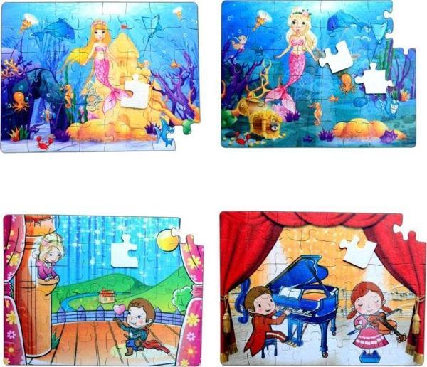 4 Set - 96 Parça Tox Deniz Kızı ve Sahne 5+ Keçe Yapboz - 5 Yaş Puzzle T041 T019 - Image 1