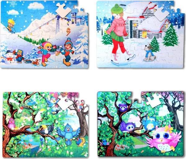 4 Set - 96 Parça Tox Kış ve Baykuş 5+ Keçe Yapboz - 5 Yaş Puzzle T014 T017 - Image 1