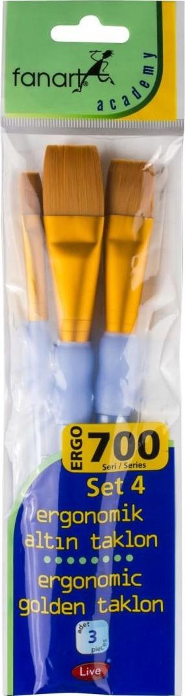 Fanart 700 Serisi Ergonomik Altın 3'lü Fırça Seti - Set 4 - Image 1