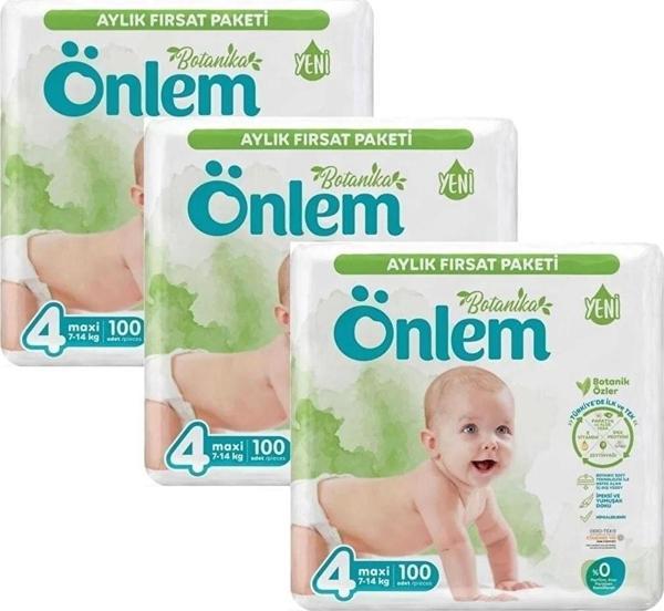 Önlem Botanika 4 Numara Maxi Bebek Bezi Fırsat Paketi 100 Adet (7-14 kg) x 3 Paket - Image 1