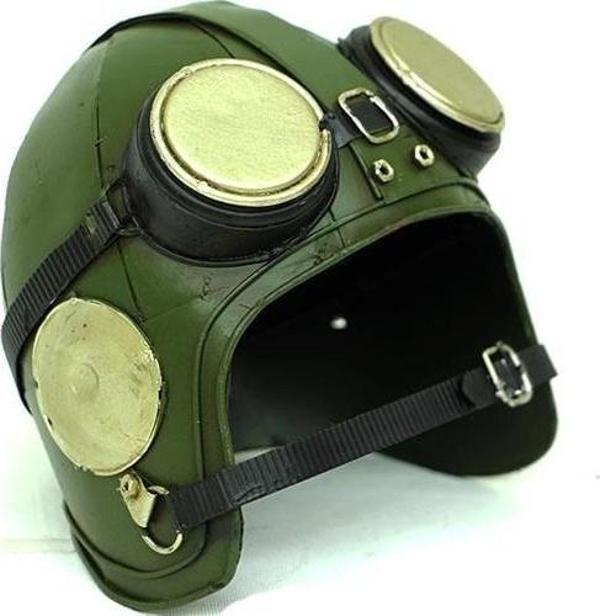 himarry Dekoratif Metal Pilot Kaskı Biblo Vintage Ev Ofis Hediyelik - Image 1