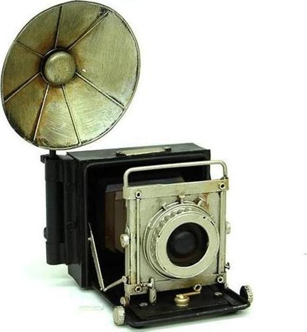 himarry Dekoratif Metal Fotoğraf Makinesi Biblo Vintage Hediyelik - Image 1