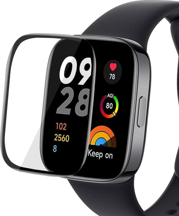 Microsonic Xiaomi Redmi Watch 3 Lite Tam Kaplayan Temperli Cam Full Ekran Koruyucu Siyah - Image 1