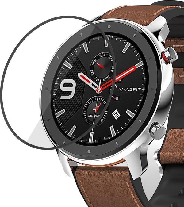 Microsonic Amazfit GTR 47mm Tam Kaplayan Nano Cam Ekran Koruyucu Siyah - Image 1