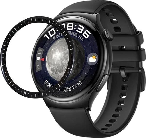 Microsonic Huawei Watch 4 Pro Tam Kaplayan Temperli Cam Full Ekran Koruyucu Siyah - Image 1