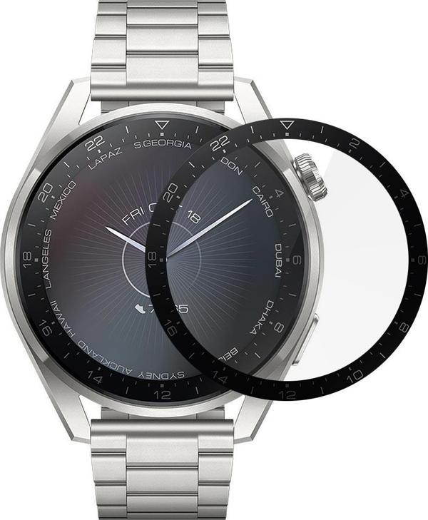 Microsonic Huawei Watch 3 Pro Tam Kaplayan Temperli Cam Full Ekran Koruyucu Siyah - Image 1
