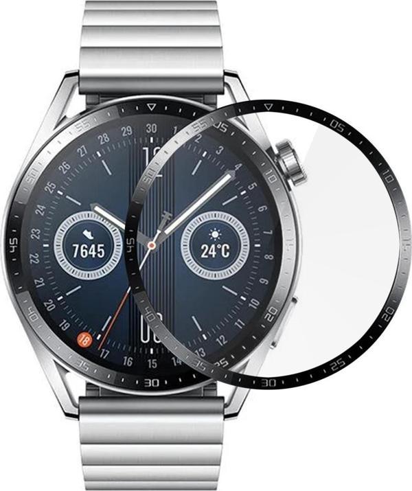 Microsonic Huawei Watch GT3 46mm Tam Kaplayan Temperli Cam Full Ekran Koruyucu Siyah - Image 1