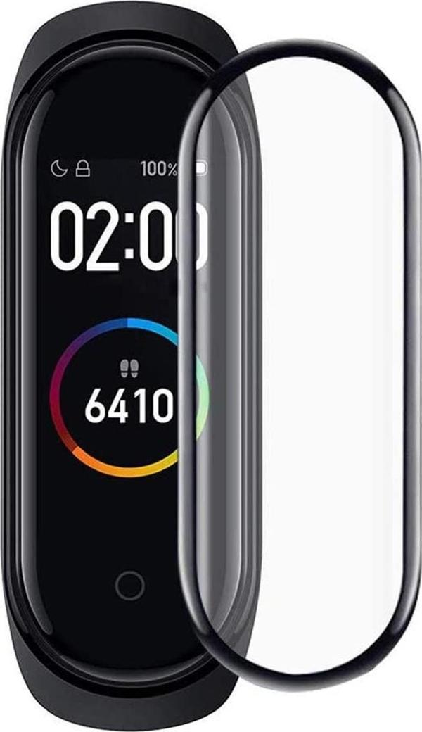 Microsonic Xiaomi Mi Band 5 Tam Kaplayan Temperli Cam Full Ekran Koruyucu Siyah - Image 1