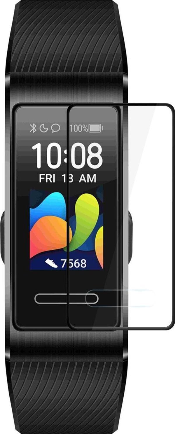 Microsonic Huawei Band 4 Tam Kaplayan Temperli Cam Full Ekran Koruyucu Siyah - Image 1