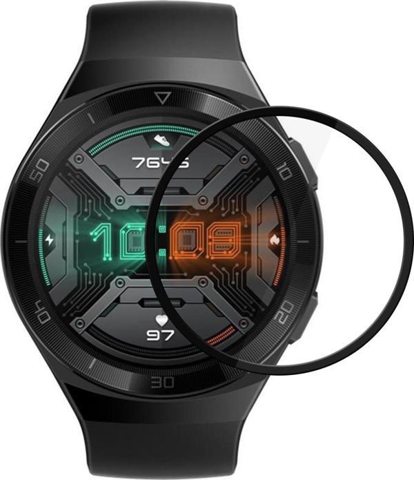 Microsonic Huawei Watch GT 2e Tam Kaplayan Temperli Cam Full Ekran Koruyucu Siyah - Image 1