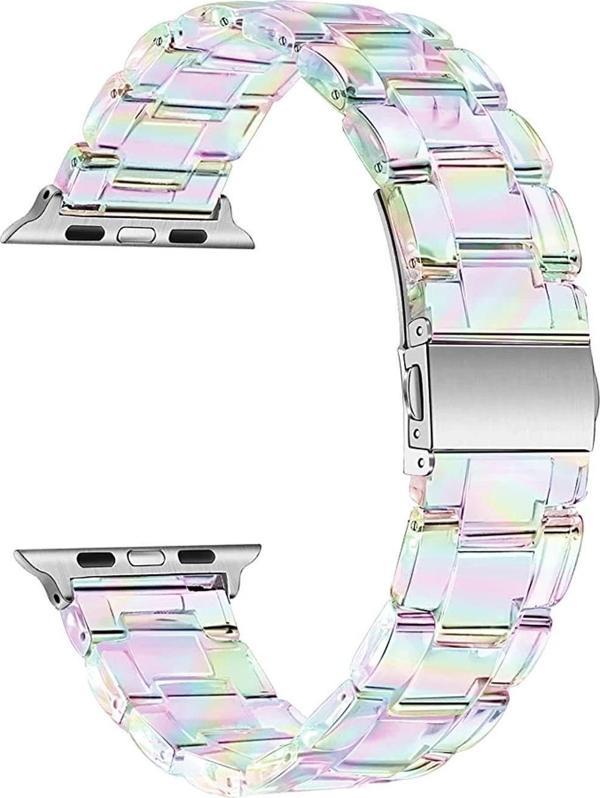 Microsonic Apple Watch Series 9 41mm Kordon Stainless Transparent Clear Çok Renkli - Image 1