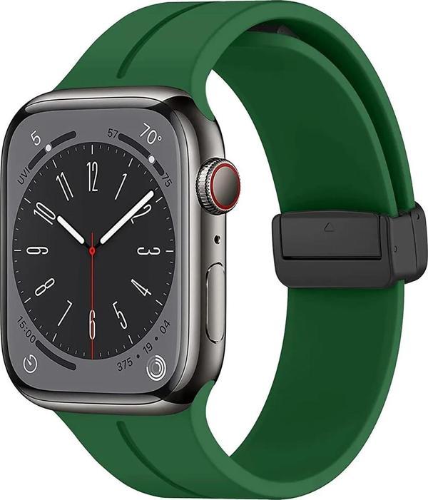 Microsonic Apple Watch SE 44mm Kordon Ribbon Line Yeşil - Image 1