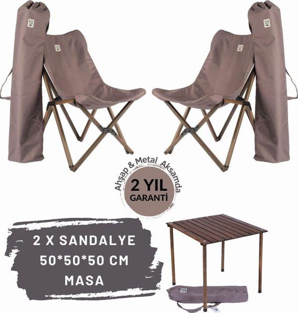 Bag The Joy Ahşap Katlanır Masa Sandalye Seti Antrasit Iskelet Koyu Grı Kılıf 50x50x50 Antrasit Masa - Image 1