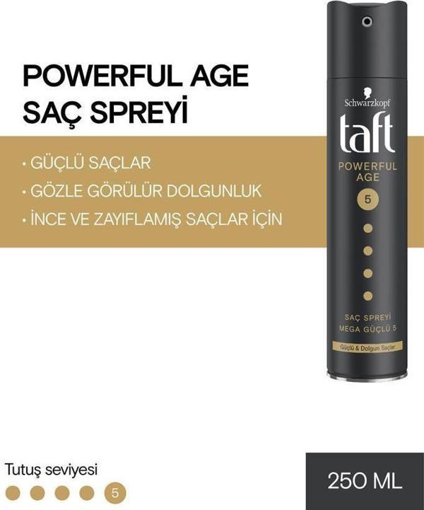 Taft Powerful Age (İnce Ve Zayıflamış Saçlar Için) Sprey 250 Ml - Image 1