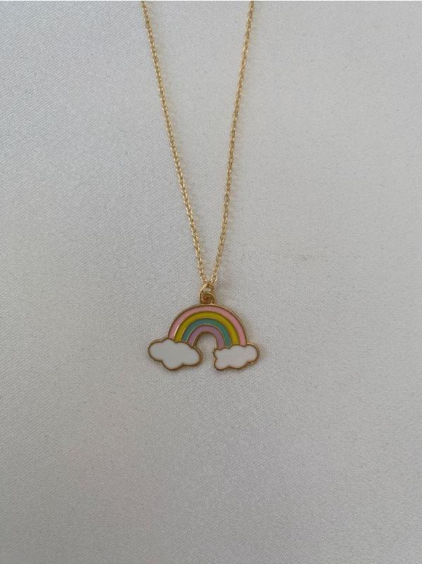 Hediyem Evime Gökkuşağı Temalı Kolye Altın Renk - Image 1