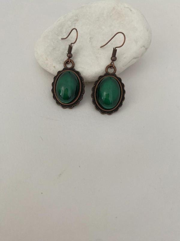 Hediyem Evime İznik Çini Küpe Yeşil Model Bakır Renk - Image 1