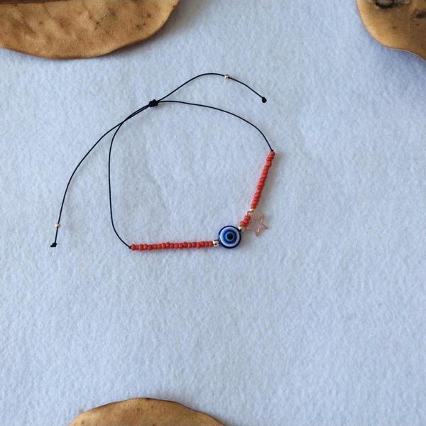 Hediyem Evime Nazar Boncuklu Yıldız Figürlü Kırmızı Halhal Ipli - Image 1