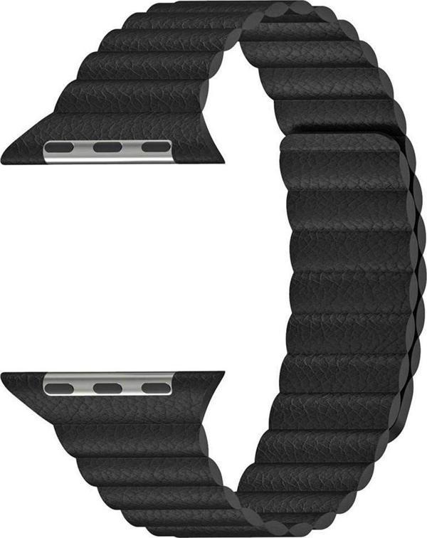 Microsonic Apple Watch SE 2022 40mm Twist Leather Loop Kordon Siyah - Image 1