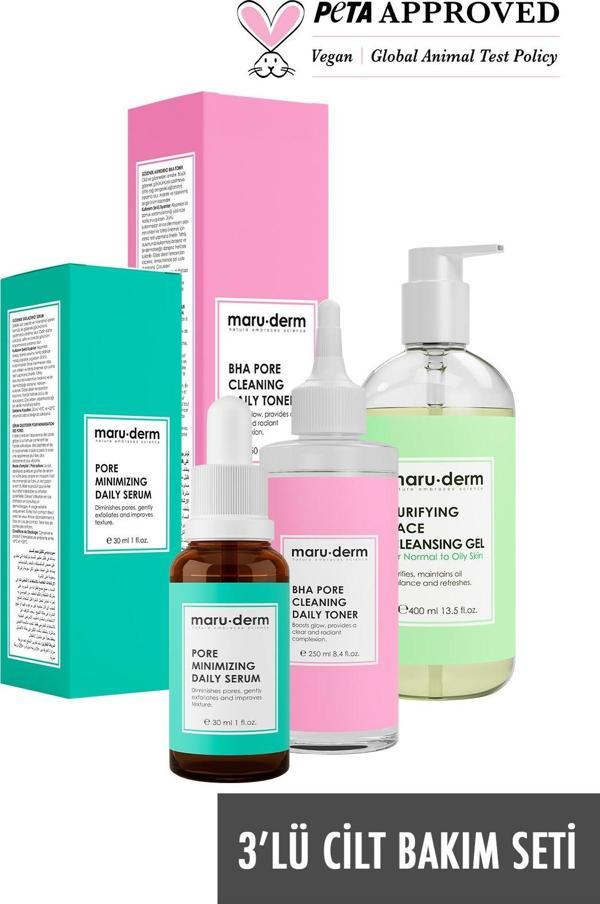 Maru.Derm 3'lü Cilt Bakım Seti - Gözenek Sıkılaştırıcı Jel - Tonik - Serum (400 Ml - 250 Ml - 30 Ml) - Image 1