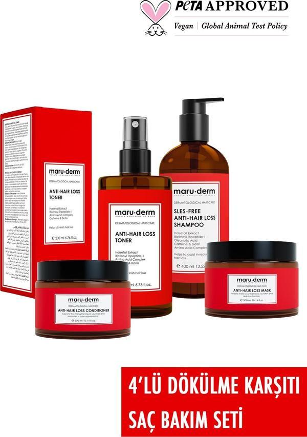 Maru.Derm 4'lü Dökülme Karşıtı Saç Bakım Seti - Dökülme Karşıtı Şampuan - Saç Kremi - Saç Maskesi - Saç Toniği - Image 1